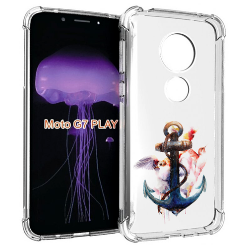 Чехол MyPads якорь с птицами для Motorola Moto G7 Play задняя-панель-накладка-бампер