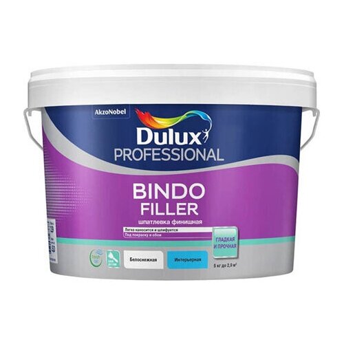 DULUX BINDO FILLER шпаклевка финишная, колеруемая, безусадочная под покраску и обои (5кг)