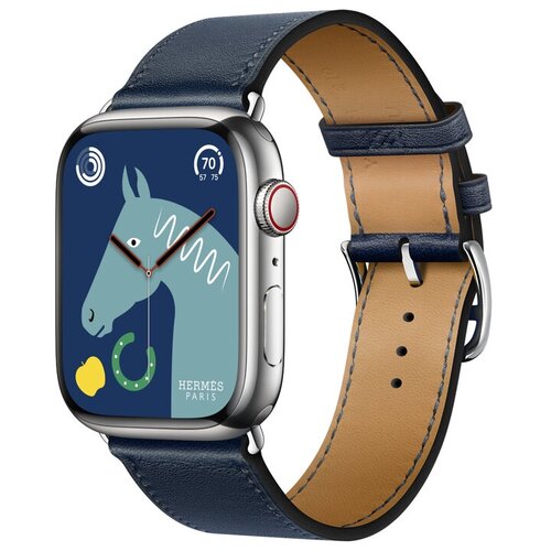 Часы Apple Watch Herms Series 8 GPS Cellular 45mm Silver Stainless Steel Case with Navy Swift Leather Single Tour Арт MKG73 22995000₽