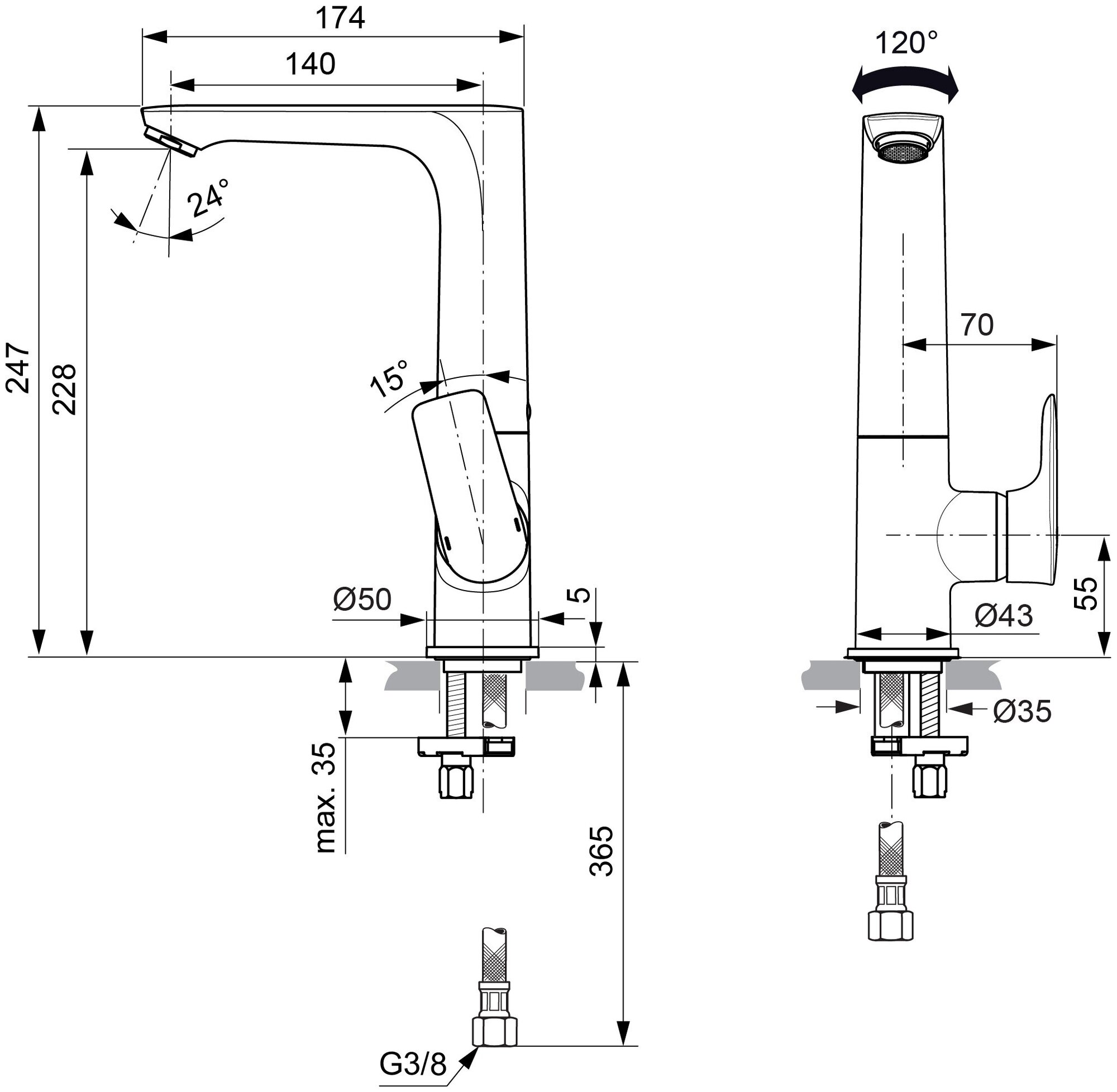 Смеситель для раковины Ideal Standard Connect Air A7023AA - фото №3