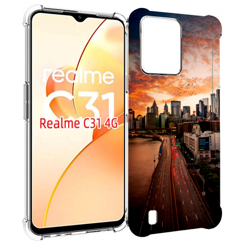 Чехол MyPads американский город фото для OPPO Realme C31 задняя-панель-накладка-бампер