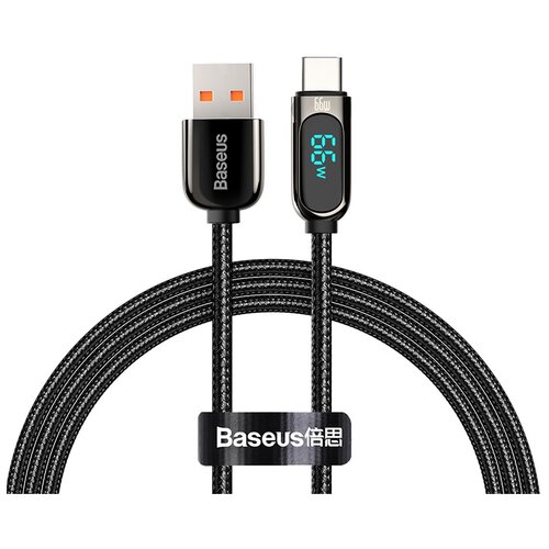 Кабель для зарядки и передачи данных Baseus Display Fast Charging Data Cable USB to Type-C 66W 1 метр черный кабель угловой usams sj585 c поддержкой быстрой зарядки 66w type c gaming edition