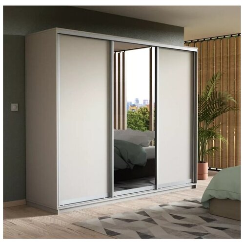 Шкаф-купе 3 дверный Express 180х240х60 см 1 зеркальная дверь Белый