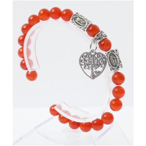 фото Браслет-оберег из натурального камня сердолик с подвеской дерево любви/руническая формула успеха в любви/красный браслет из бусин, талисман, бижутерия x-rune