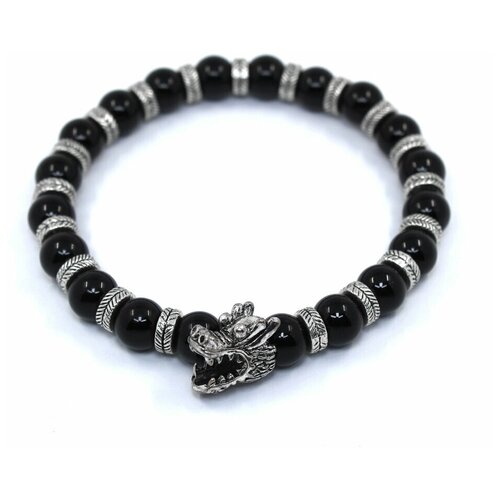 фото Handinsilver ( посеребриручку ) браслет из черного глянцевого агата 8мм с драконом