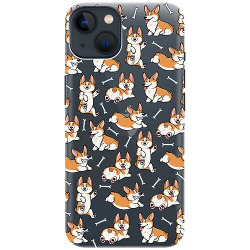 Силиконовый чехол на Apple iPhone 14 Plus / Эпл Айфон 14 Плюс с рисунком Corgi Pattern силиконовый чехол на apple iphone 14 эпл айфон 14 с рисунком relax for corgi