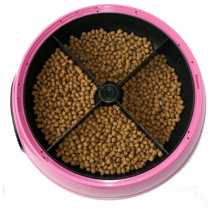 Автоматическая кормушка для кошек и собак на 4 кормления с ЖК-дисплеем Feed-Ex, розовая (1 шт) - фотография № 2