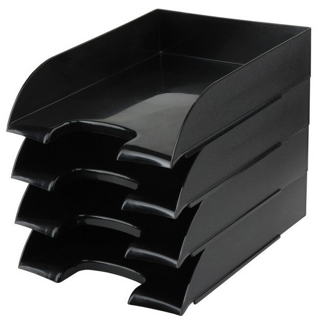 Лоток для бумаг горизонтальный Attache черный (4 штуки в упаковке)