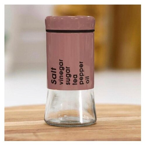 Солонка, перечница, емкость для соли и специй с крышкой, 11 см, розовый