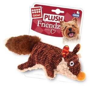 Игрушка для собак GIGWI Plush Friendz Лиса с пищалкой, коричневая (9см)