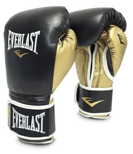 Перчатки тренировочные Everlast Powerlock PU 14oz черный, золотой