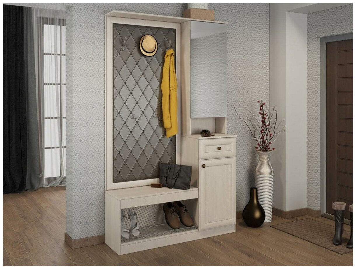 Прихожая узкая с пуфиком 96 фото