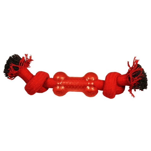 Игрушка для собак Веревка-канат (2 узла и кость), 24 см
