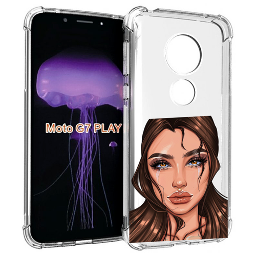 Чехол MyPads плачущая-девушка женский для Motorola Moto G7 Play задняя-панель-накладка-бампер