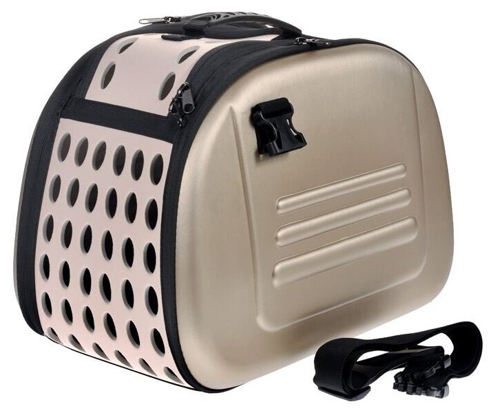 Ibiyaya складная сумка-переноска для собак и кошек до 6 кг бежевая - фотография № 7