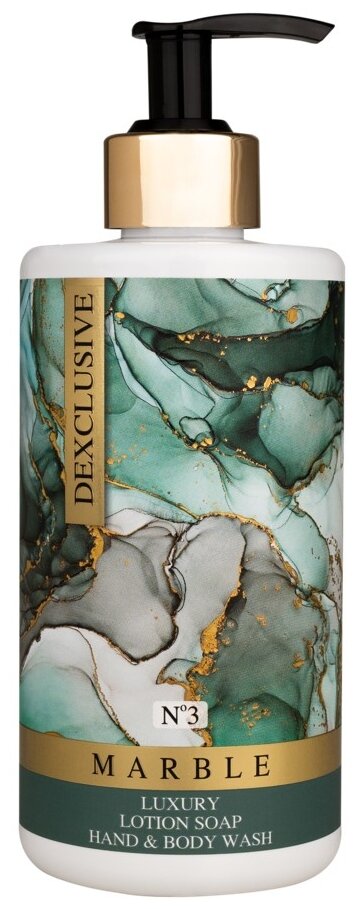 DexClusive Мыло жидкое Marble Luxury Lotion Soap Hand & Body Wash №3 яблоко, 400 мл, 400 г