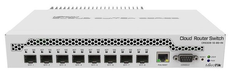 Коммутатор MIKROTIK CRS309-1G-8S+IN Cloud Router Switch 309-1G-8S+IN with Dual core 800MHz CPU, 512MB RAM, 1xGigabit