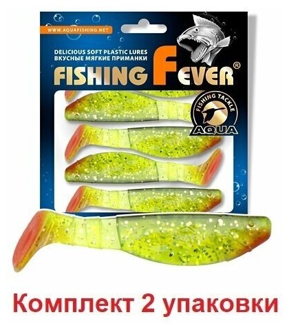 Риппер AQUA FishingFever FLAT, длина - 6,5cm, вес - 4,6g, упаковка 8 шт, цвет 067 (прозрачно-зеленый с блестками), 1 упаковка.