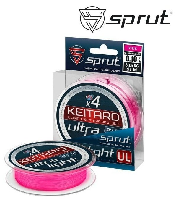 Леска плетеная SPRUT Keitaro Ultra Light Braided Line X 4 Pink 0.12 95м