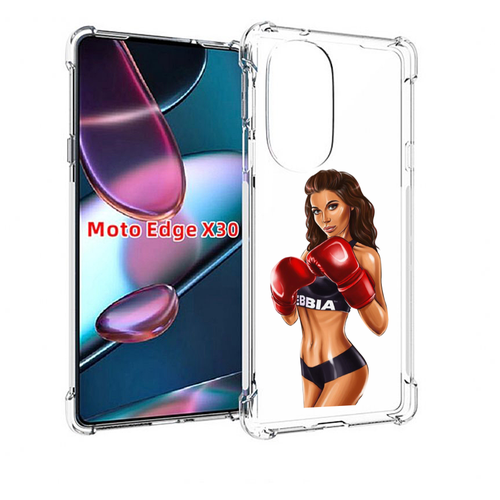 Чехол MyPads девушка-в-боксерских-перчатках женский для Motorola Moto Edge X30 задняя-панель-накладка-бампер