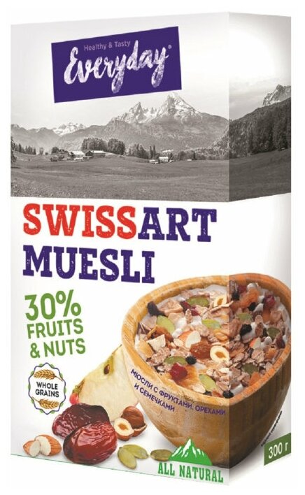 Мюсли Everyday Swiss Art "с фруктами, орехами и семечками" 300 гр.
