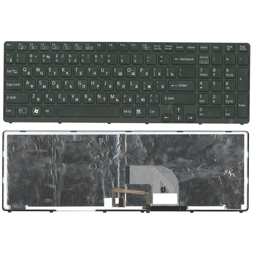 Клавиатура для ноутбука Sony Vaio SVE17 черная с подсветкой с черной рамкой 1087₽
