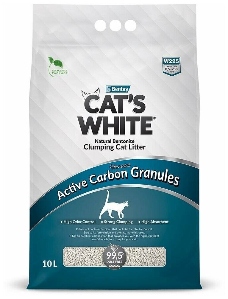 Наполнитель для кошачьего туалета Cat's White Active Carbon Granules комкующийся с гранулами активированного угля (10л) - фотография № 8