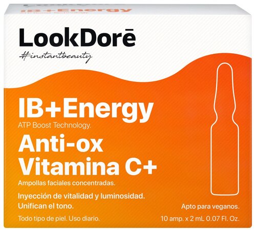 LookDore IB + Energy Anti-ox Vitamina C+ концентрированная сыворотка в ампулах моментального восстановления с витамином С для лица, 2 мл, 10 шт.