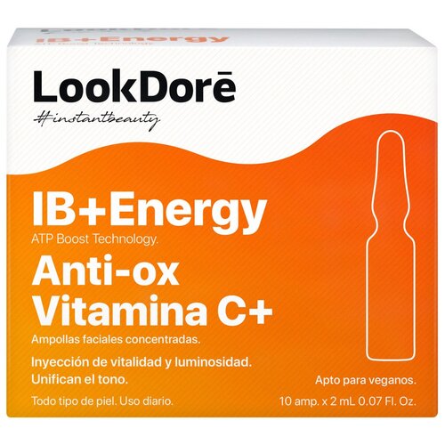 LookDore IB + Energy Anti-ox Vitamina C+ концентрированная сыворотка в ампулах моментального восстановления с витамином С для лица, 2 мл, 10 шт. lookdore ib energy anti ox vitamin c gel cream легкий тонизирующий крем флюид 50 мл