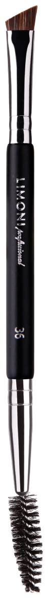 LIMONI №36 Кисть двусторонняя для бровей и ресниц (нейлон/синтетика), Limoni