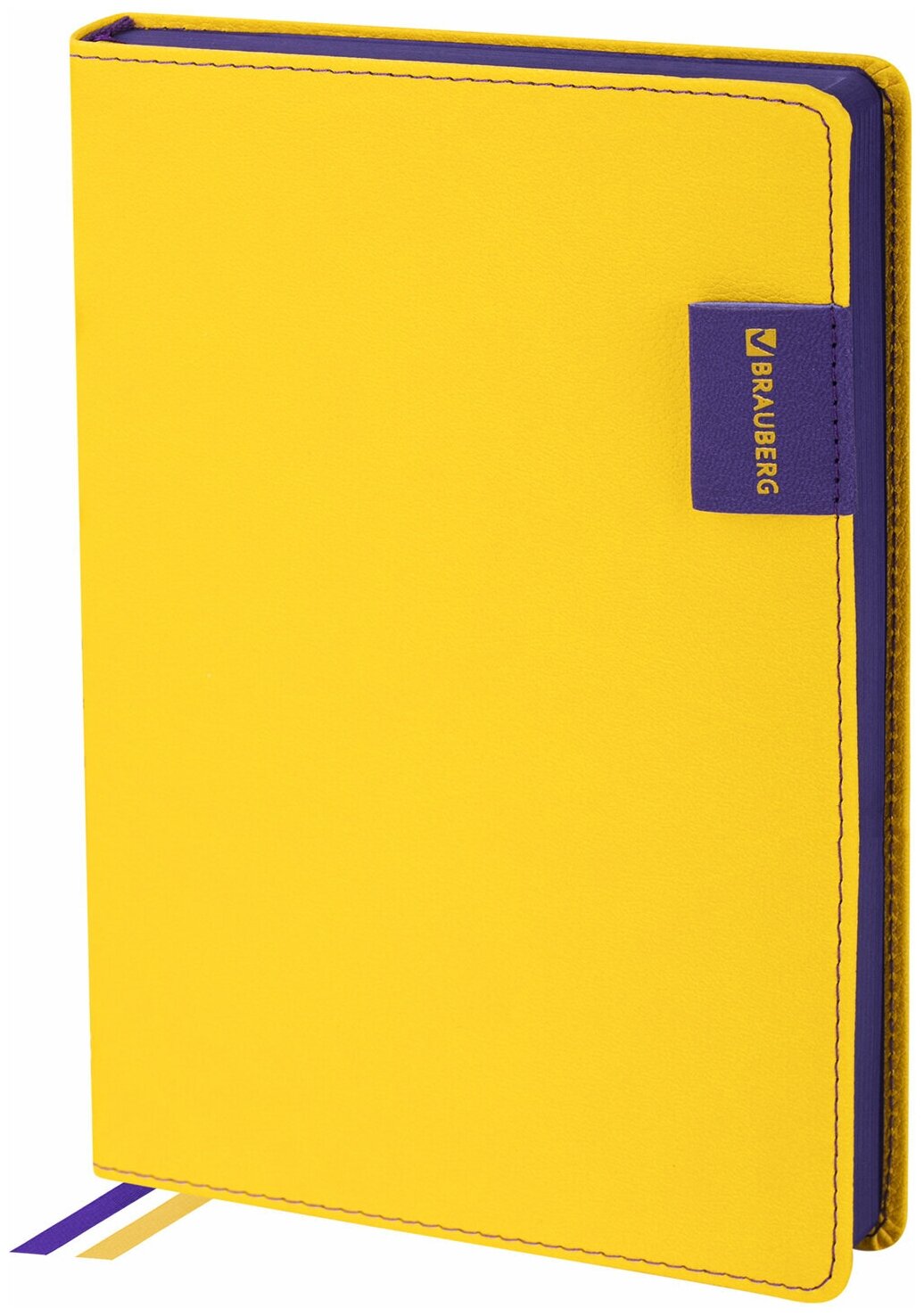 Ежедневник-планер (планинг) / записная книжка / блокнот недатированный А5 (138х213 мм), Brauberg Aim, под кожу, 136 листов, желтый, 113418