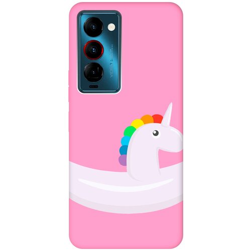 Матовый чехол Unicorn Swim Ring для Tecno Camon 18 Premier / Техно Камон 18 Премьер с 3D эффектом розовый силиконовый чехол с принтом unicorn swim ring для tecno camon 18 18p техно камон 18 18р