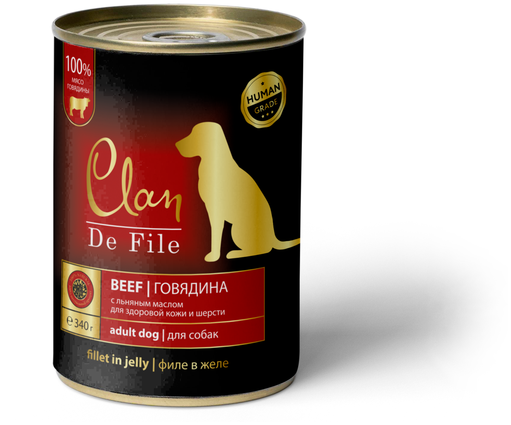 CLAN De File консервы для собак с говядиной, 340г