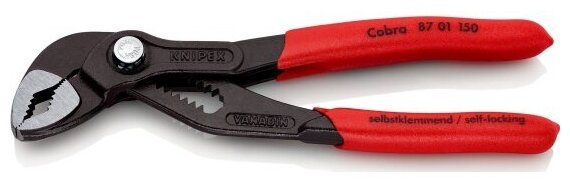 Клещи переставные Knipex KN-8701150SB COBRA®, 32 мм (1 1/4"), 150 мм, пластиковые рукоятки