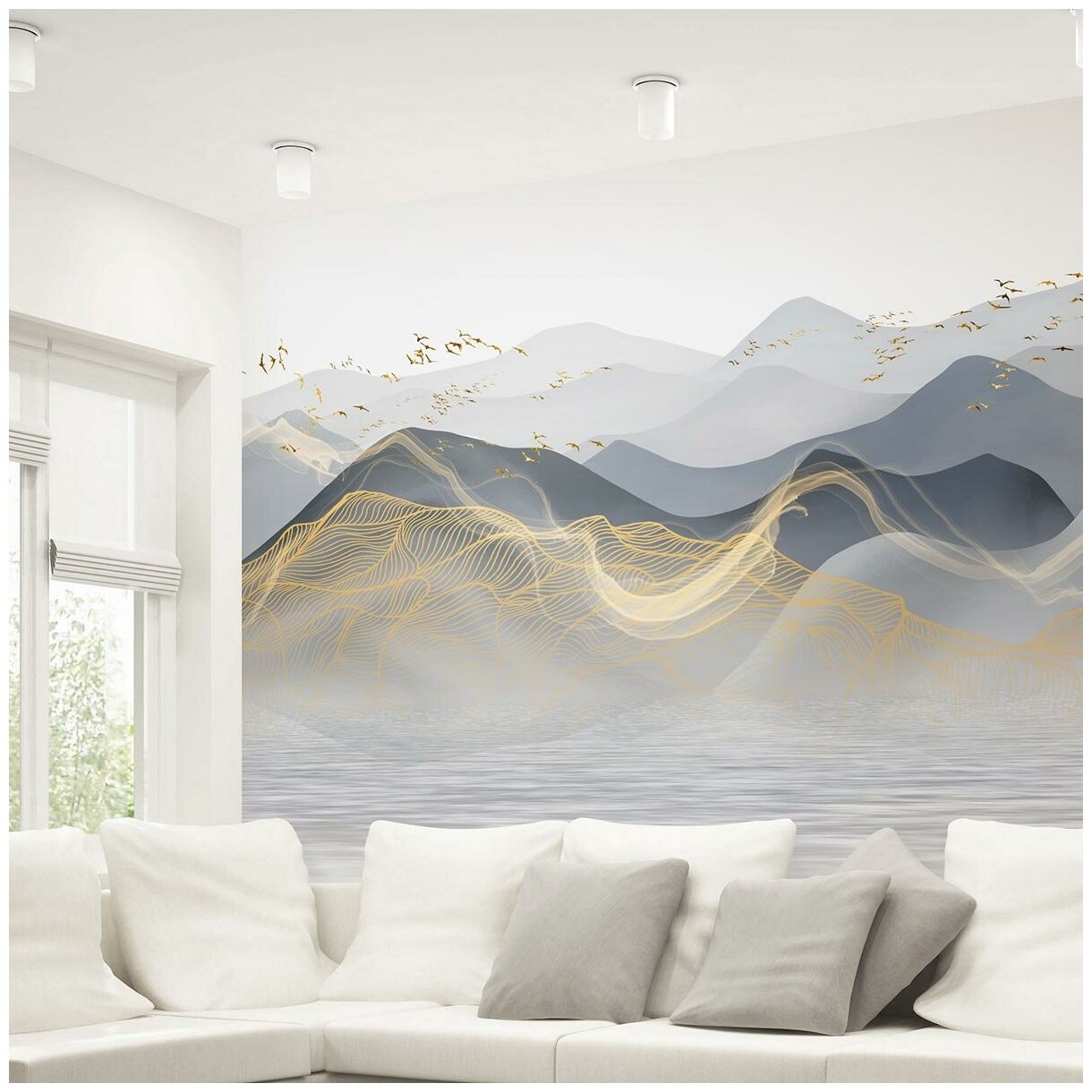 Фотообои флизелиновые с виниловым покрытием VEROL "Горы", 300х283 см, моющиеся обои на стену, декор для дома
