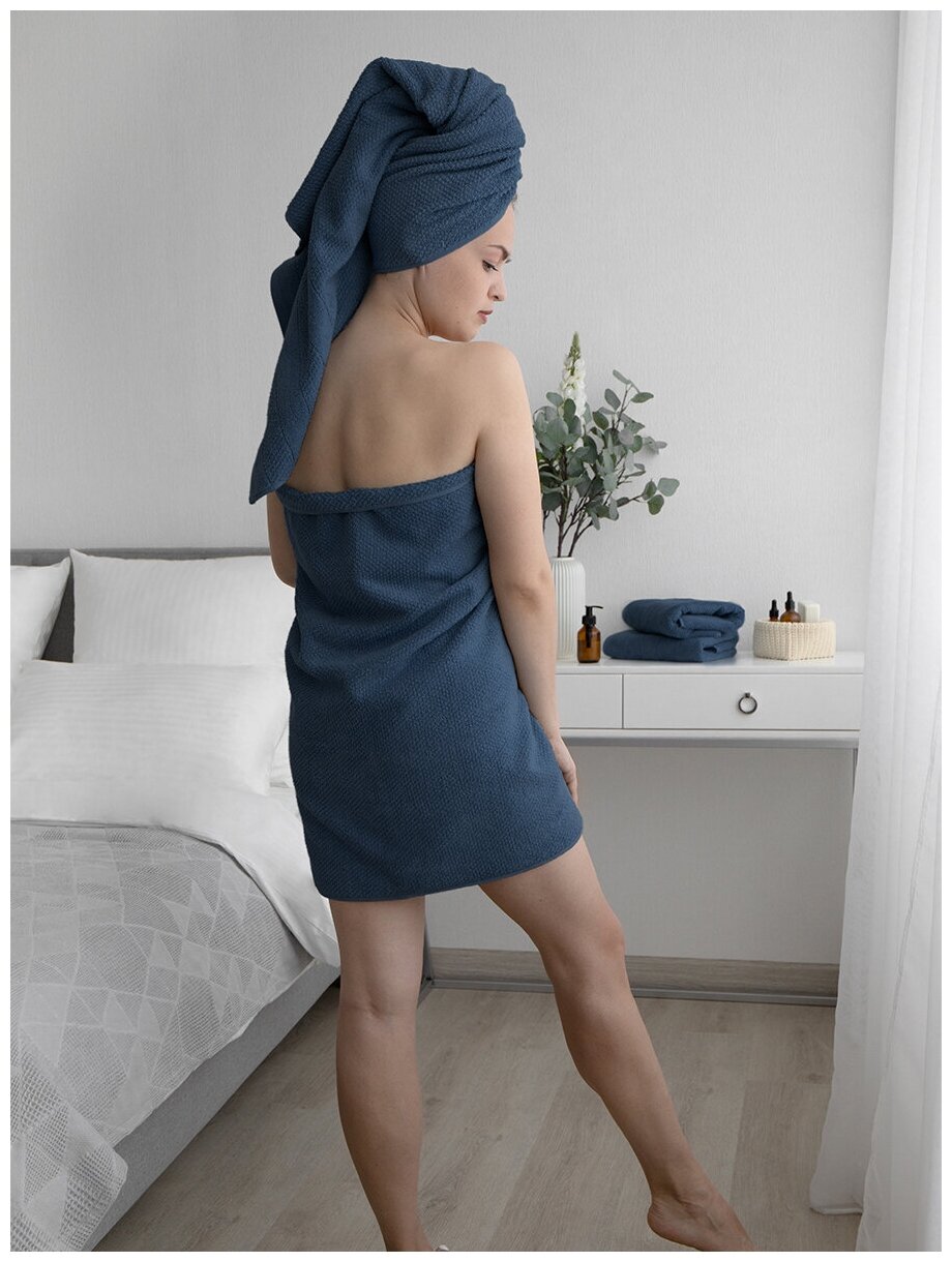 Махровое полотенце LOVEME Milano 50х90см, цвет синий (темно-лазурный) - фотография № 6