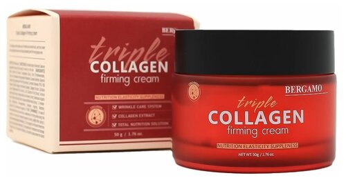 Укрепляющий крем для лица с тройным коллагеном Bergamo Triple Collagen Firming Cream 50 мл Корейская косметика