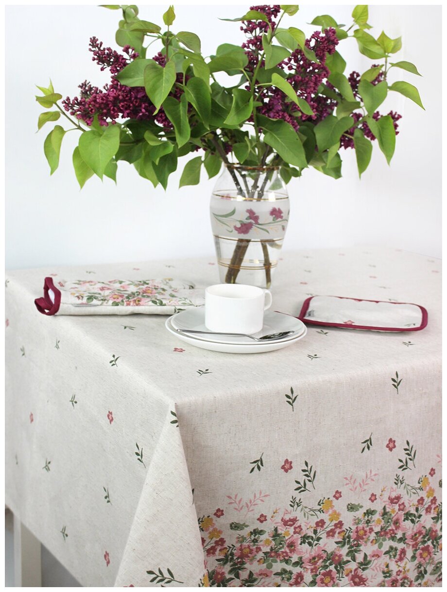 фото Скатерть столовая прямоугольная 5085 лен