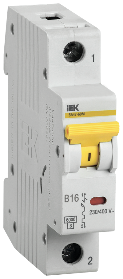 Автоматический выключатель IEK ВА47-60М 1р 16А 6кА характеристика B MVA31-1-016-B - 5шт