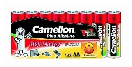 Батар. АА алкалин. Camelion Plus (Alkaline LR06 SP8, 1,5V)