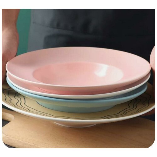 Розовая тарелка глубокая 23 см для пасты, супов, салатов
