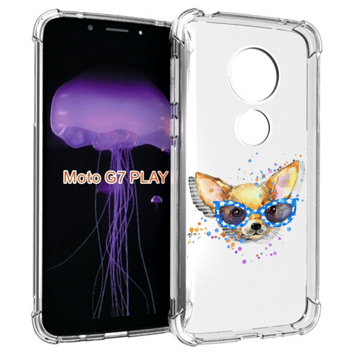 Чехол MyPads чихуа-хуа в очках для Motorola Moto G7 Play задняя-панель-накладка-бампер