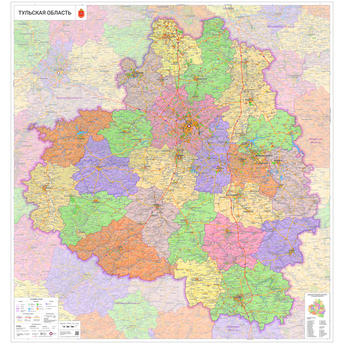 Настенная карта Тульской области 142 х 150 см (на баннере) настенная карта тульской области 107 х 112 см с подвесом