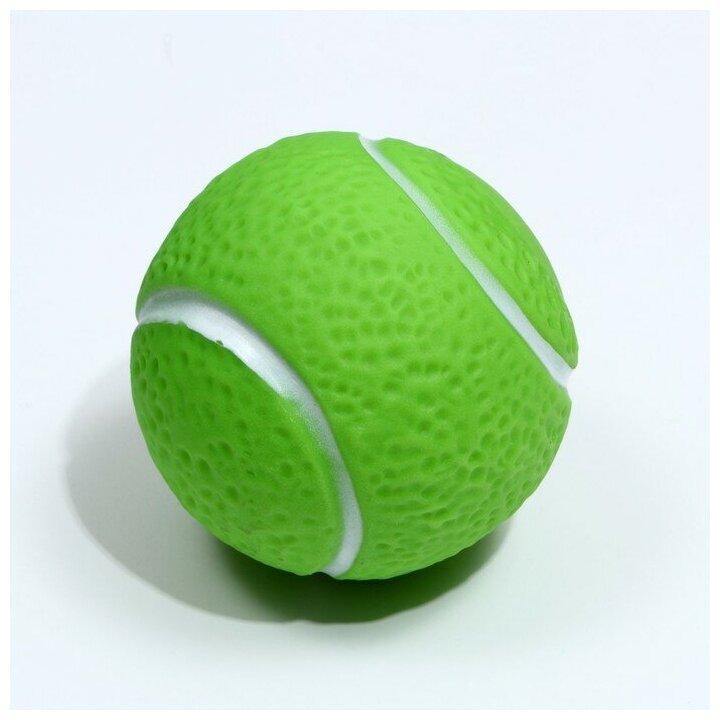 Игрушка пищащая "Теннисный мяч" для собак, 7,5 см, зелёная - фотография № 1