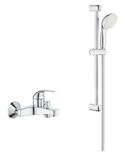 Смеситель для ванны Grohe BauCurve с душевым гарнитуром, хром (23599000, 27853001)