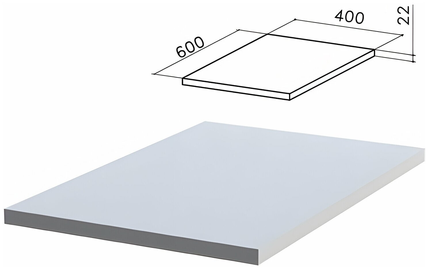 фото Крышка для тумбы приставной "Монолит", 400х600х22 мм, серый, ТМ02.11