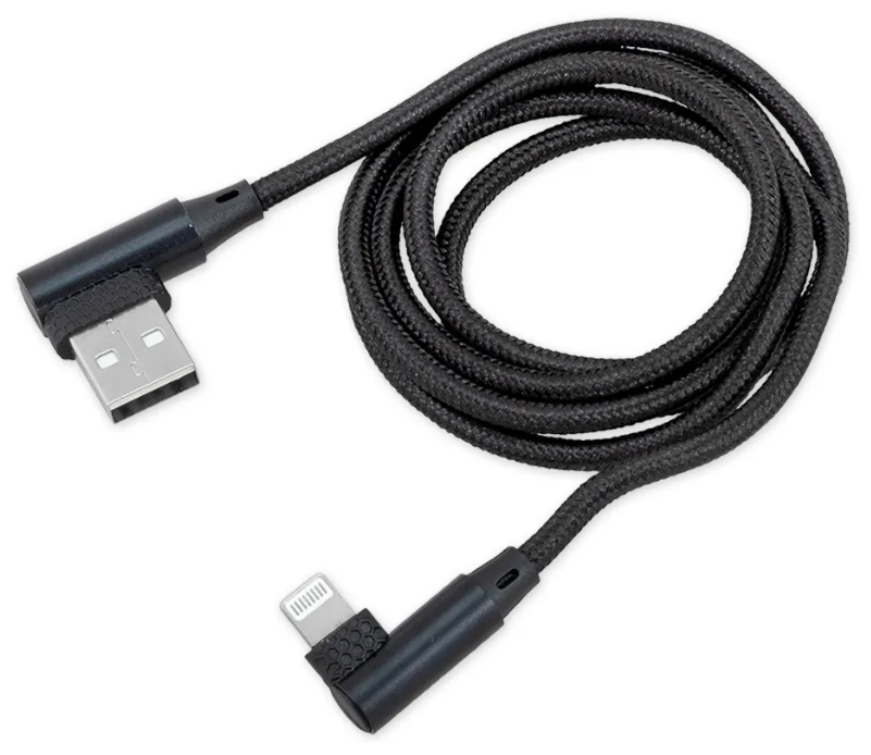 Дата-кабель USB/Lightning iPhone 6/7/8/X чёрный (угловой) 1м. ARNEZI A0605028