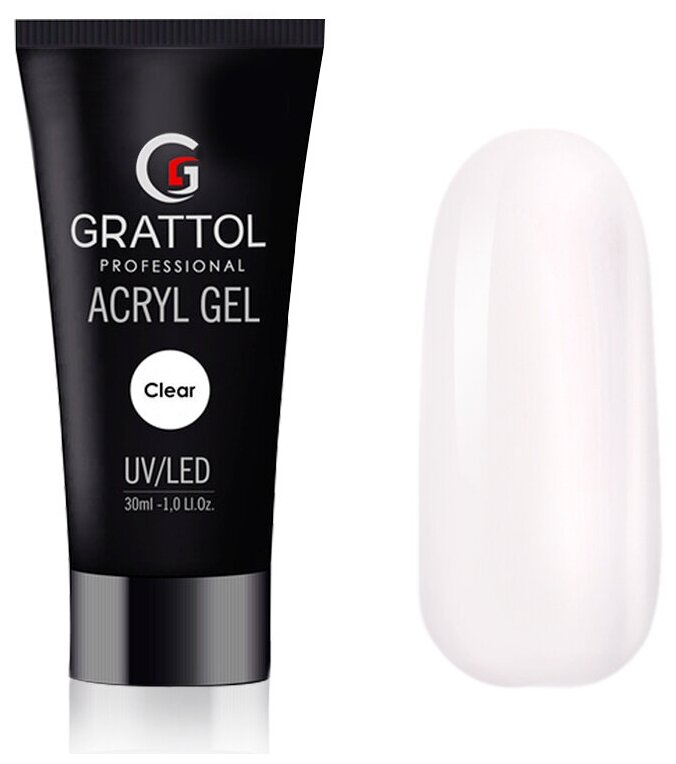 Акригель Acryl Gel Clear Grattol (прозрачный) GTAGCl, 30 мл