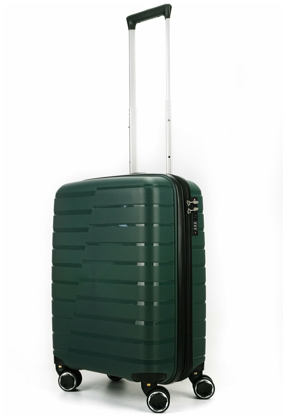 Чемодан Sweetbags маленький из полипропилена с расширением на 4-х съемных колесах с TSA замком (10 полос) темно-зеленый