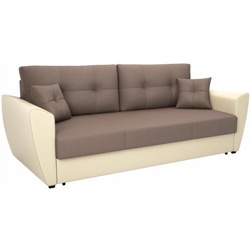 Диван - кровать фортуна NEW (КОЖ. ЗАМ) ВАР.1 83/226/92 жаккард тесла корица / КОЖ.ЗАМ.: бежевый TEX CREAM